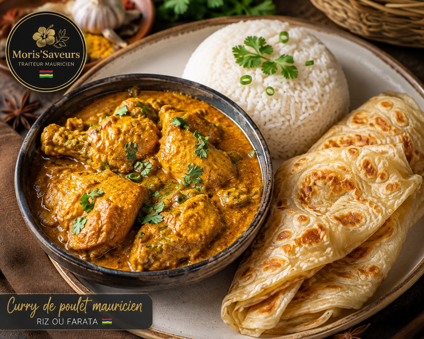 Curry de poulet mauricien – riz ou farata 🍛🇲🇺