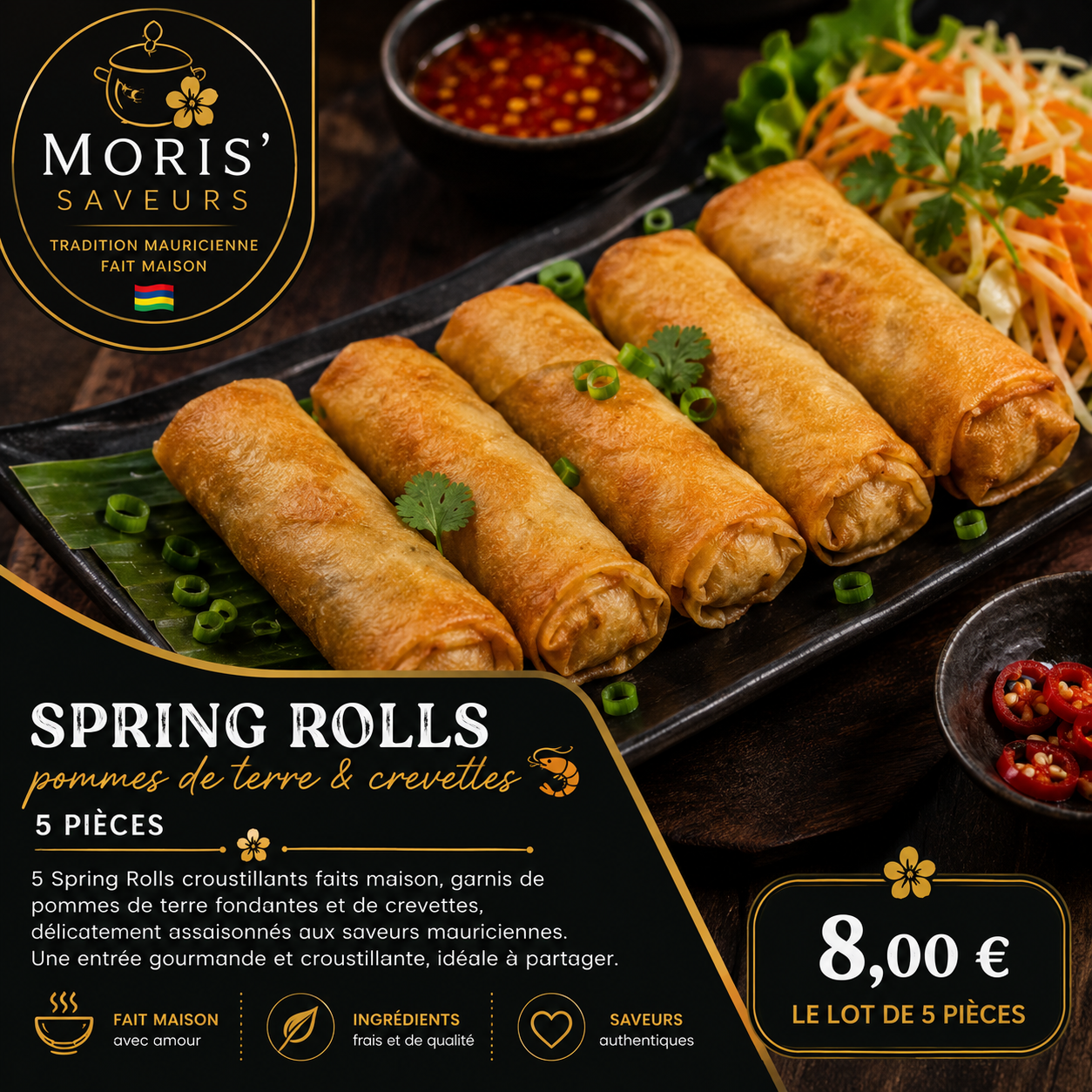 Spring Rolls pommes de terre & crevettes – 5 pièces 🍤
